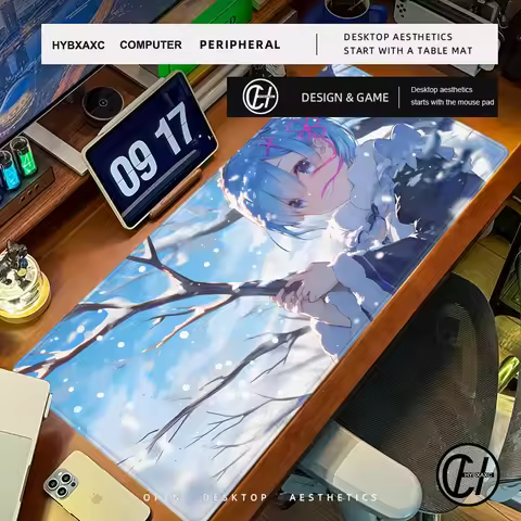 Gaming Mouse Pad Anime Re Zero Rem Emilia Large Desk Mat XXL Computer Accessories Mousepad Stitch Edge Rubber Keyboard Mat