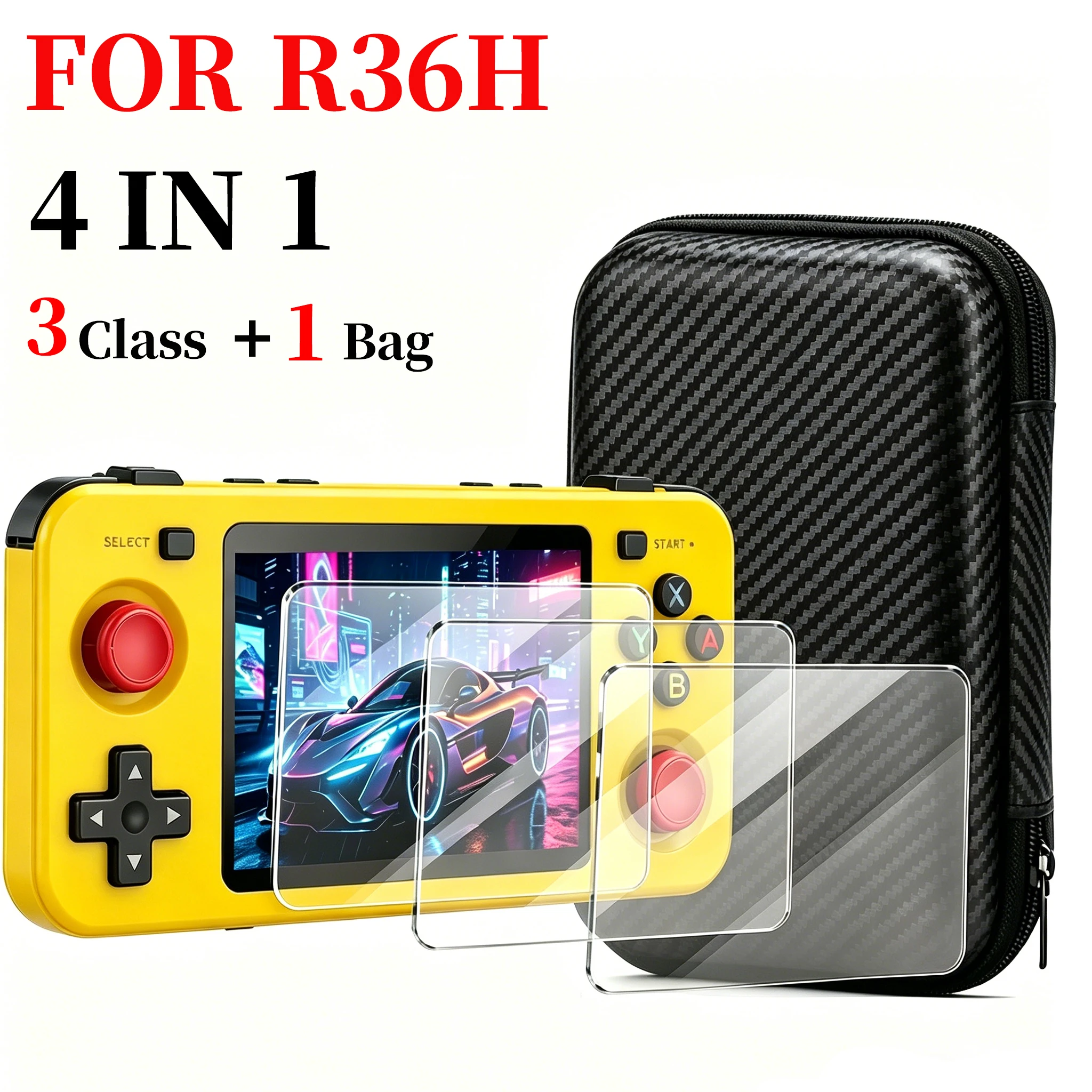 4 IN 1 R36H Game storage bag Tempered Glass Screen Protectors Portable Game Retro Protective Zipper Carry Bag Eva Hard Handbag