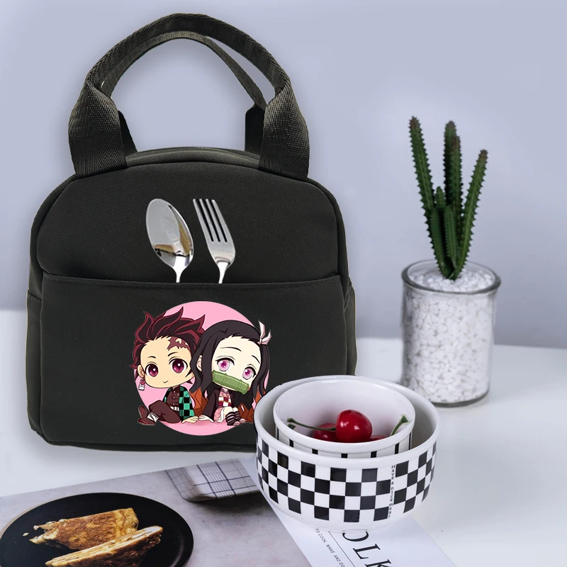 Demon Slayer Lunch Bag Teenage Handbag Student Thermal Lunch Bag Insulation Bento Pack Aluminum Foil Rice Bag Meal Pack Ice Pack