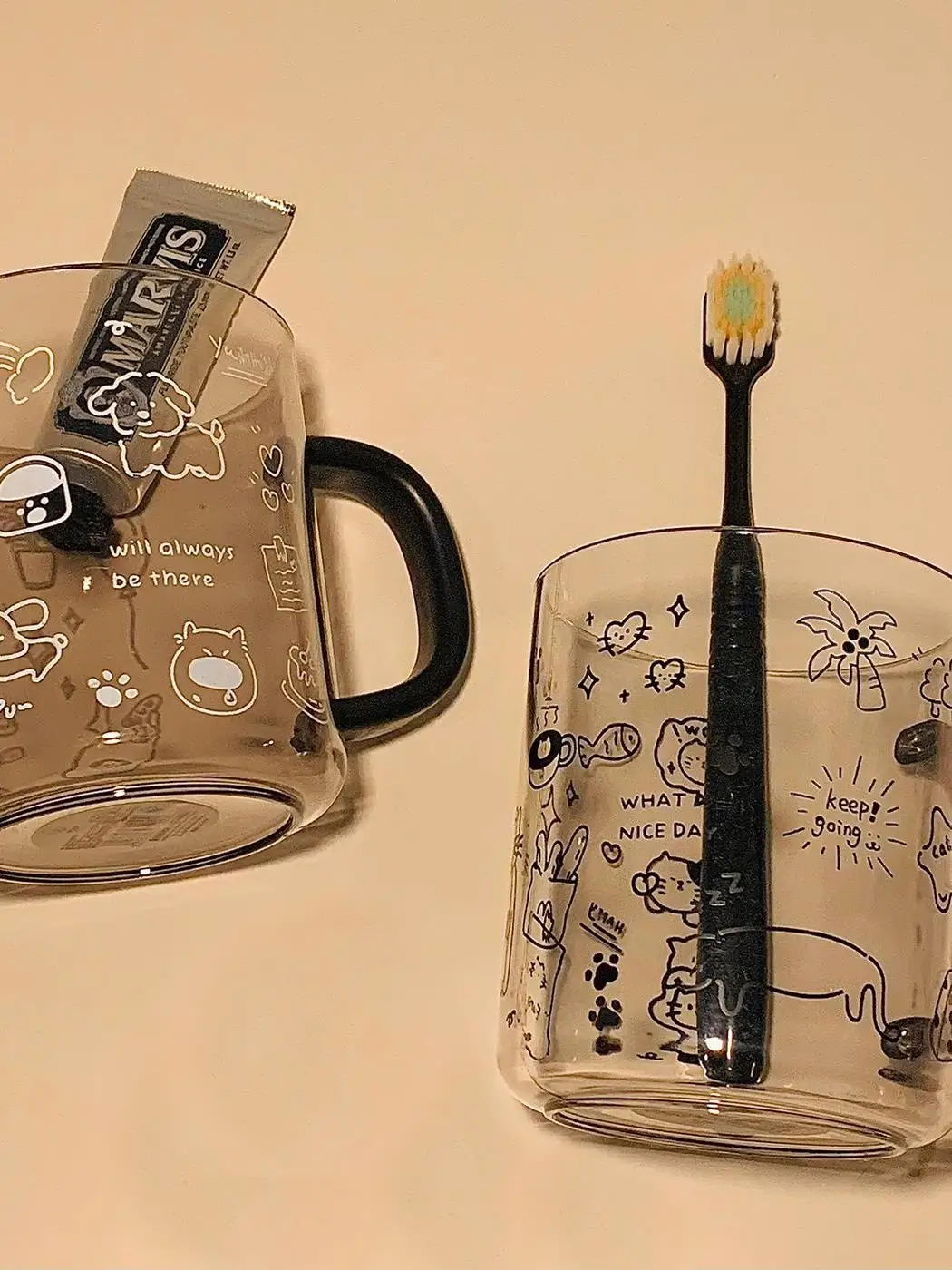 

Прозрачная мультяшная чашка для зубных щеток, простая домашняя чаша для чистки зубов для пар, стакан для воды для студентов общежития