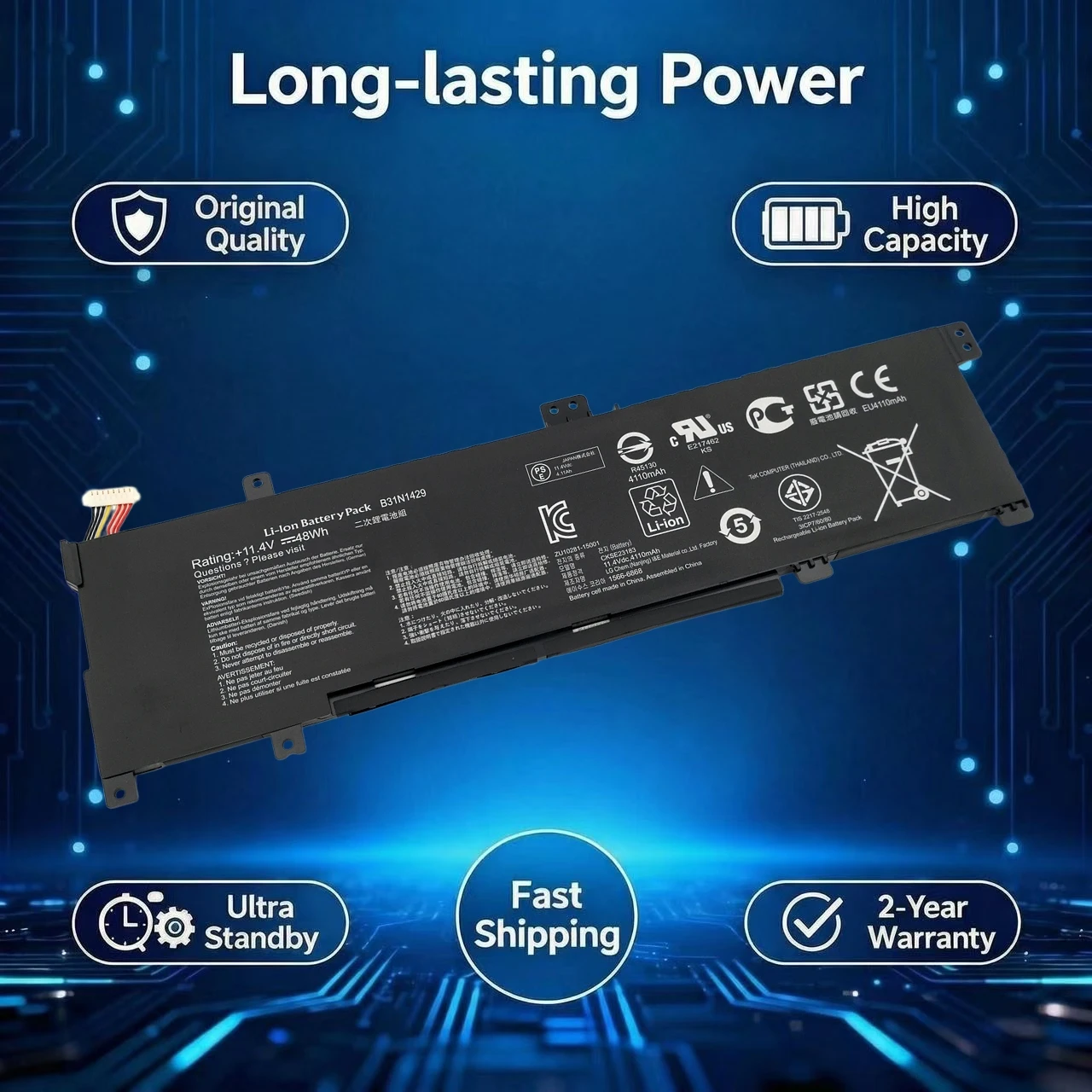 Original B31N1429 11.4V 48W Laptop Battery For ASUS A501L A501LX A501L A501LB5200 K501U K501UX K501UB K501UW K501LB K501LX K501L