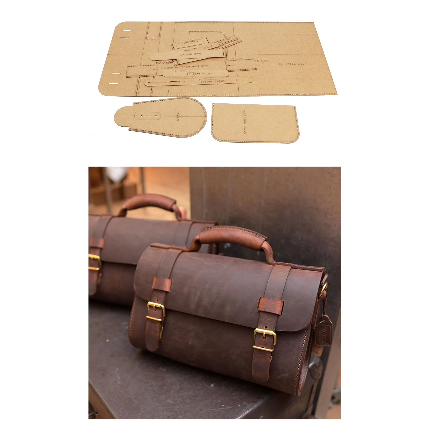 DIY leather craft shoulder bag handbag die cutting kraft paper sewing pattern hollowed stencil 26x20x10cm