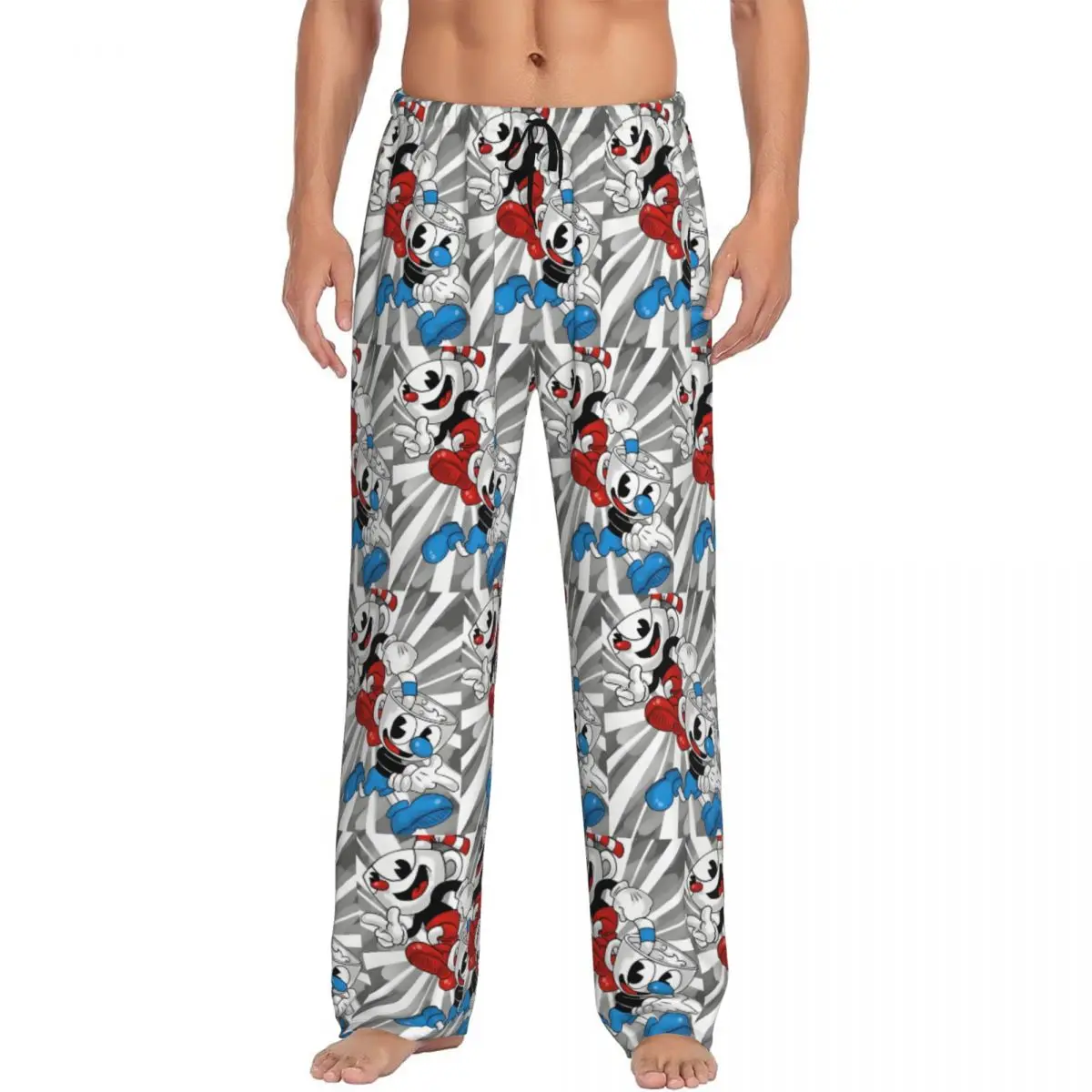 مخصص Cupheads بيجامة السراويل ملابس خاصة للرجال حزام مطاط Mugman لعبة صالة النوم قيعان مع جيوب #1