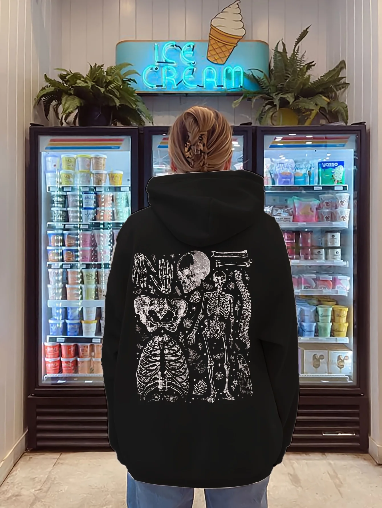 

Skull Graphic Print Autumn and Winter Men's and Women's Hoodies Casual Loose Outdoor Street Sports Training Brand Fashion Trend