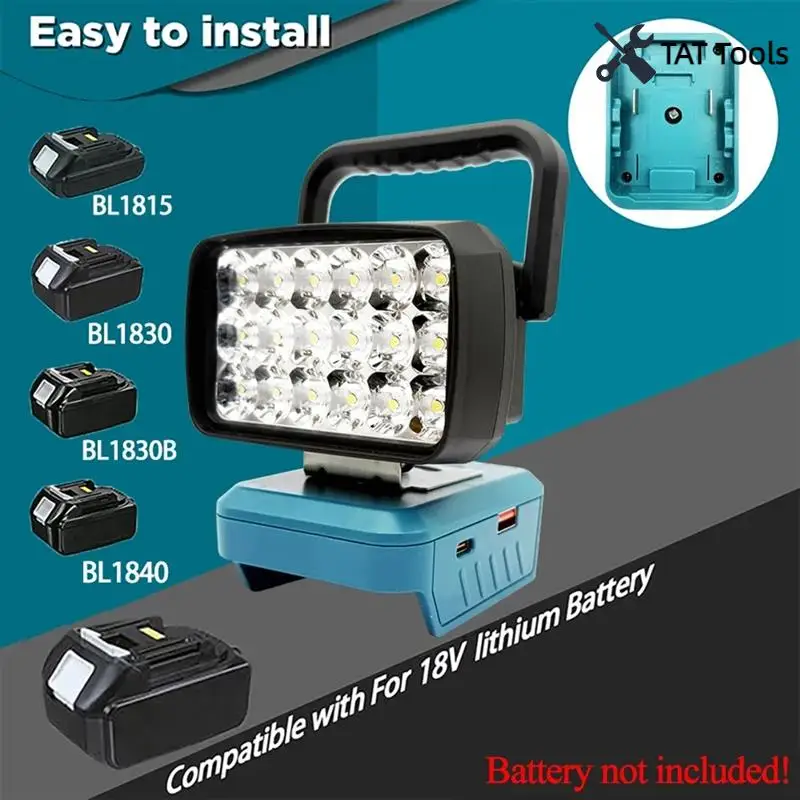 

18 Beads Portable Lanterns Spotlight Torch LED Work Light Lamp For 18V Li- Battery BL1830 BL1840 BL1815 BL1845