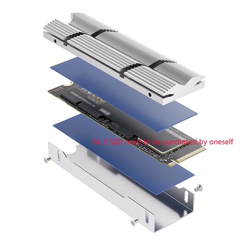 For PC PS5 PCIE 2280 SSD TEUCER M.2-9 SSD NVMe Heat Sink M2 2280 SSD Hard Disk Aluminum Heat Sink With Silicone Thermal Pad