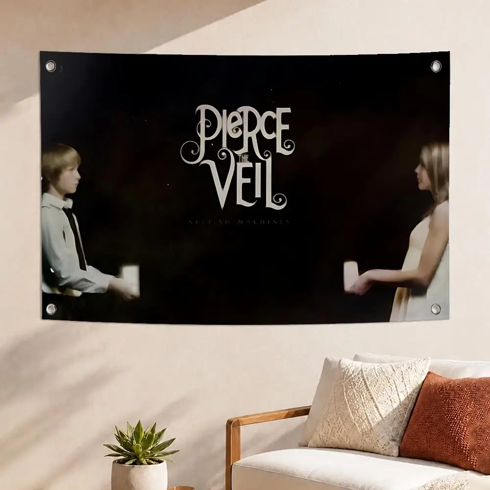 Rock Band Pierce Flags Concert Print Backdrop Banner, Home Bedroom Outdoor Wall Hanging Decor