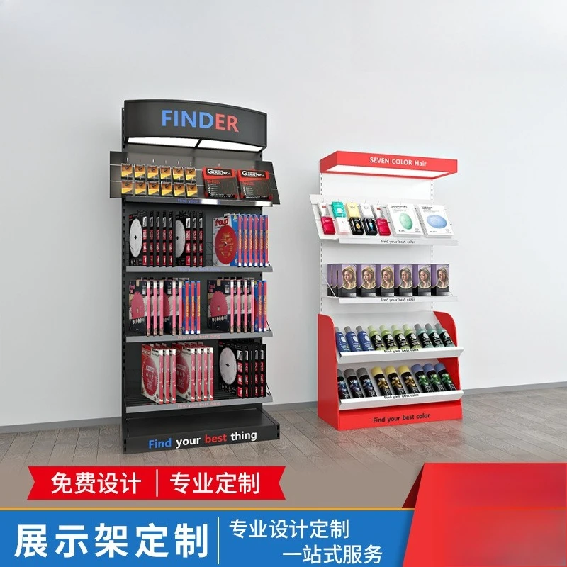 

Guangzhou Shelf Hair Dye Hardware Tools Display Shelf Product Hook Store Beverage Snacks general merchandise display cabinet