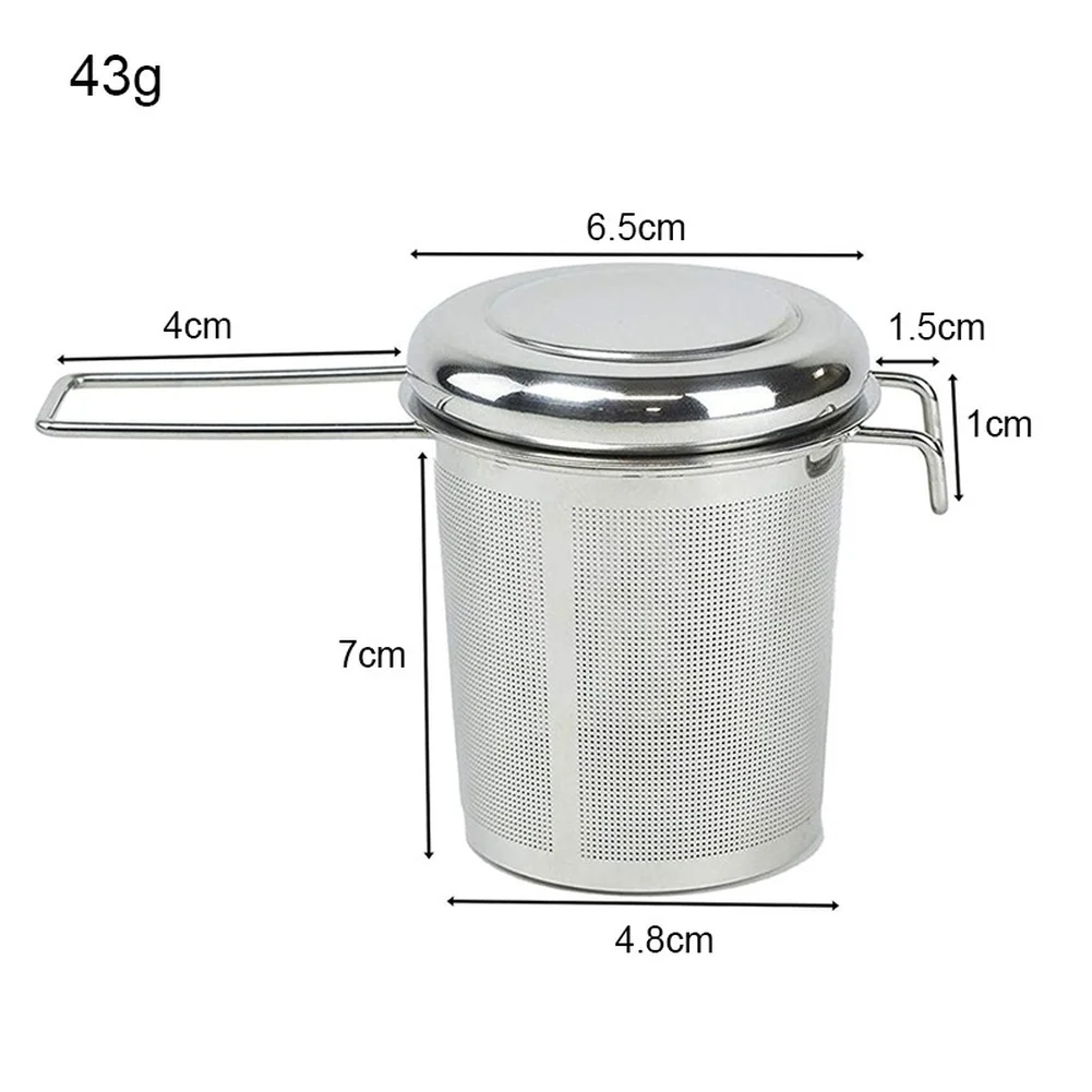 304 Stainless Steel Tea Filter with Lid and Dual Handles for Filtering Tea Leaves While Maintaining Heat and Flow Control