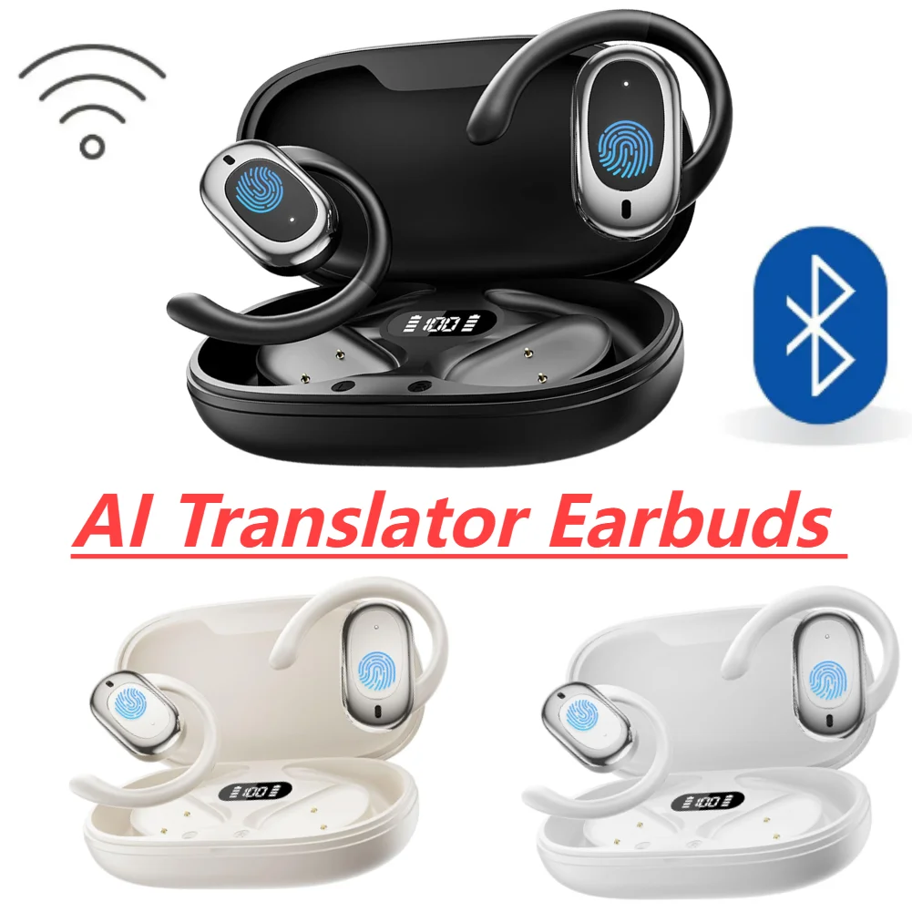 Real Time Translator Earbuds Car AI Translator Earbuds Adjustable 144 Language Translator Earphones for Travel Business Learning