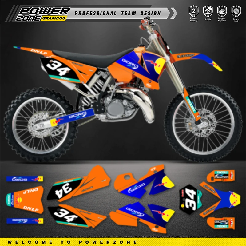 

PowerZone Custom Team Graphics Decals For 3M Stickers Kit For KTM 2003 2004 SXF 2004 EXC 200 250 300 Motorcycle Stickers 010