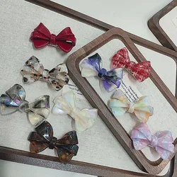 Korean New Cute 5.4cm Three-Dimensional Bowknot Hair Clip For Sweet Girls Fashion Colorful Acetate Duck Beak Clip Hair Accessory