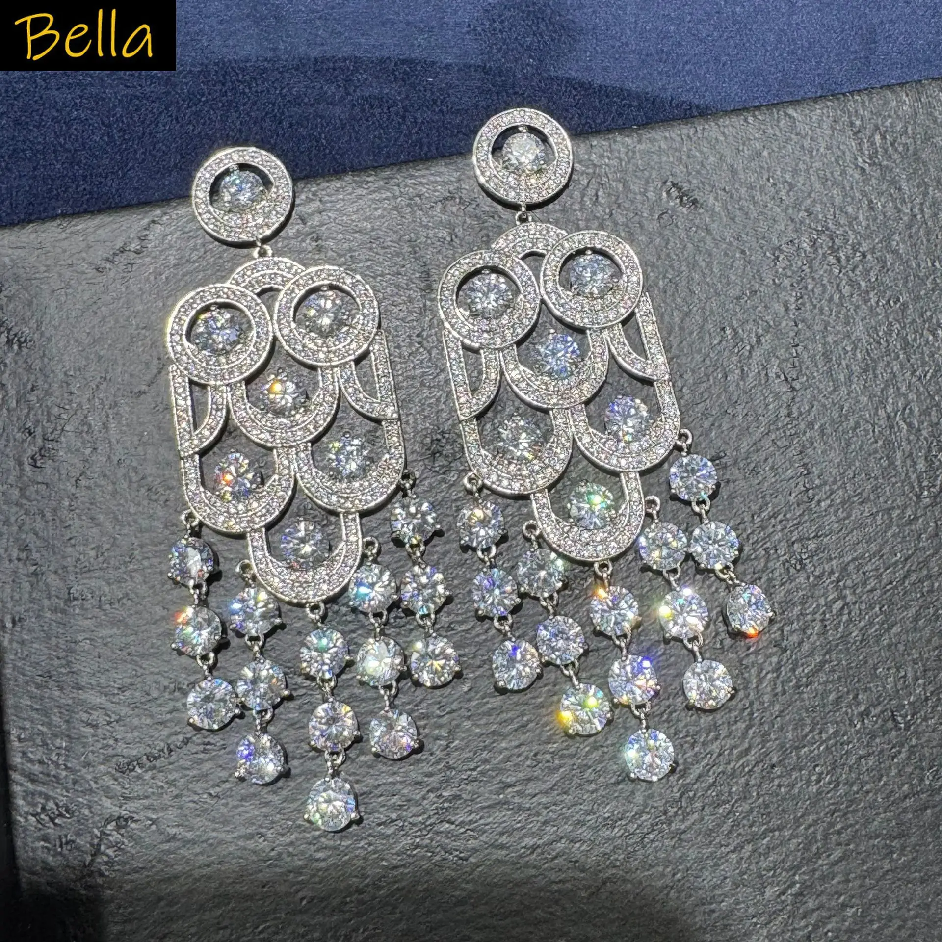 

fashion unique cubic zirconia earrings for women jewelry gala event dinner party dangling earrings yellow white green drop