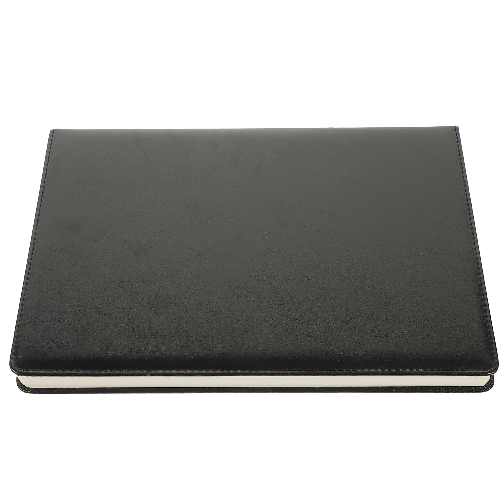 

A4 Notepad Pages Black Pu Cover Daily Planner Lined Paper Work Journal Writing Multi-Function Notepad Pad Office Use