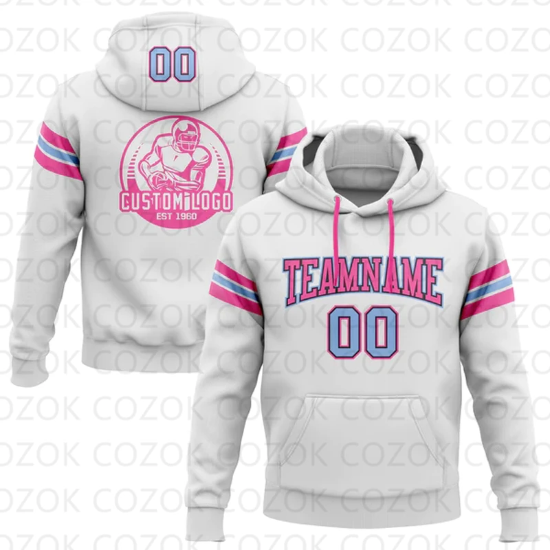 Customized Hoodies White Pink Colour Jersey 3D Printed  Unisex Pullovers Hoodie Casual Sweatshirts