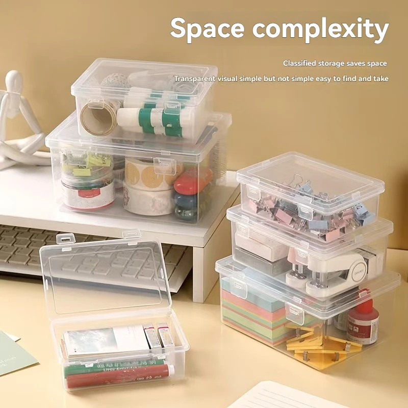 1Pc/Transparent Plastic Storage Box Portable Flip-Top Storage Box Multi-Specification Small Item Organizer Box