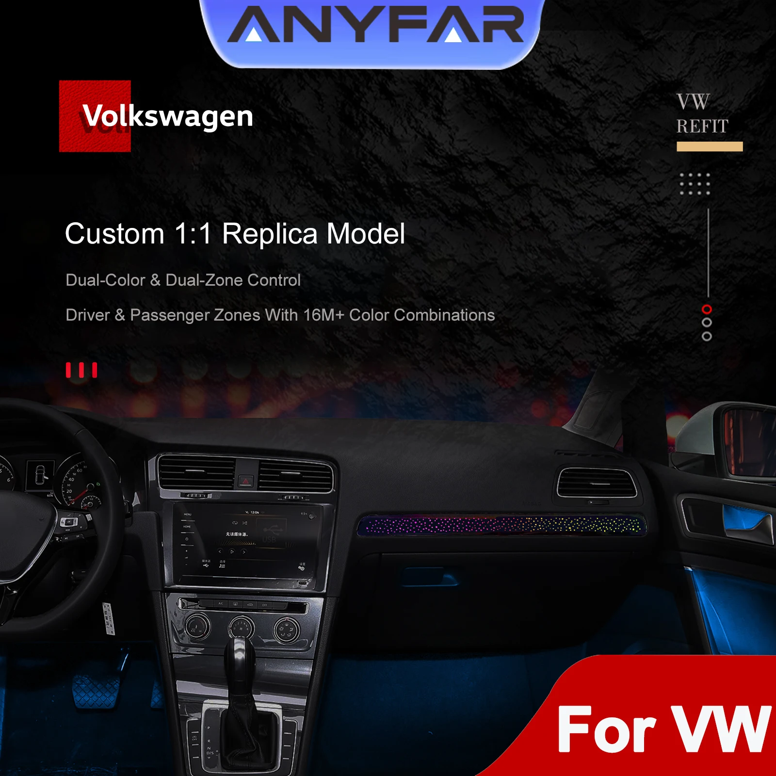 

Изготовленный на заказ комплект окружающего освещения для VW Golf MK6 2010-2025/7,5/8/8,5 1:1 OEM-форма