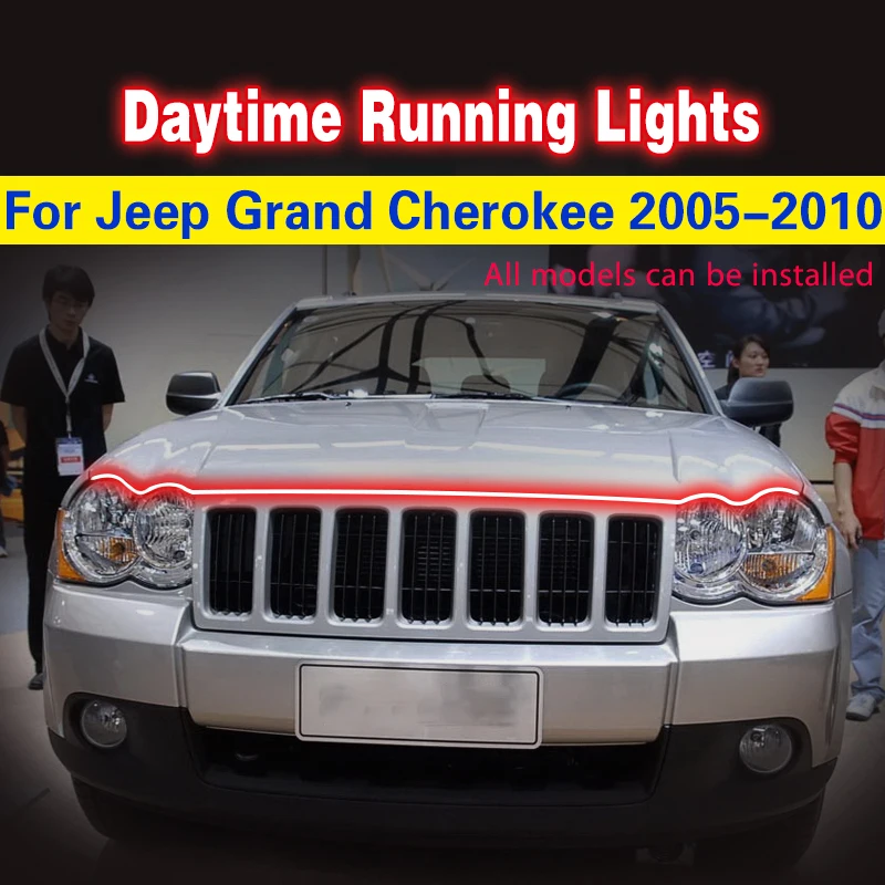 Car Engine Hood Guide Decorative Light Bar For Jeep Grand Cherokee 2005-2010 Led Car Hood Lights Strip Car Daytime Running Light