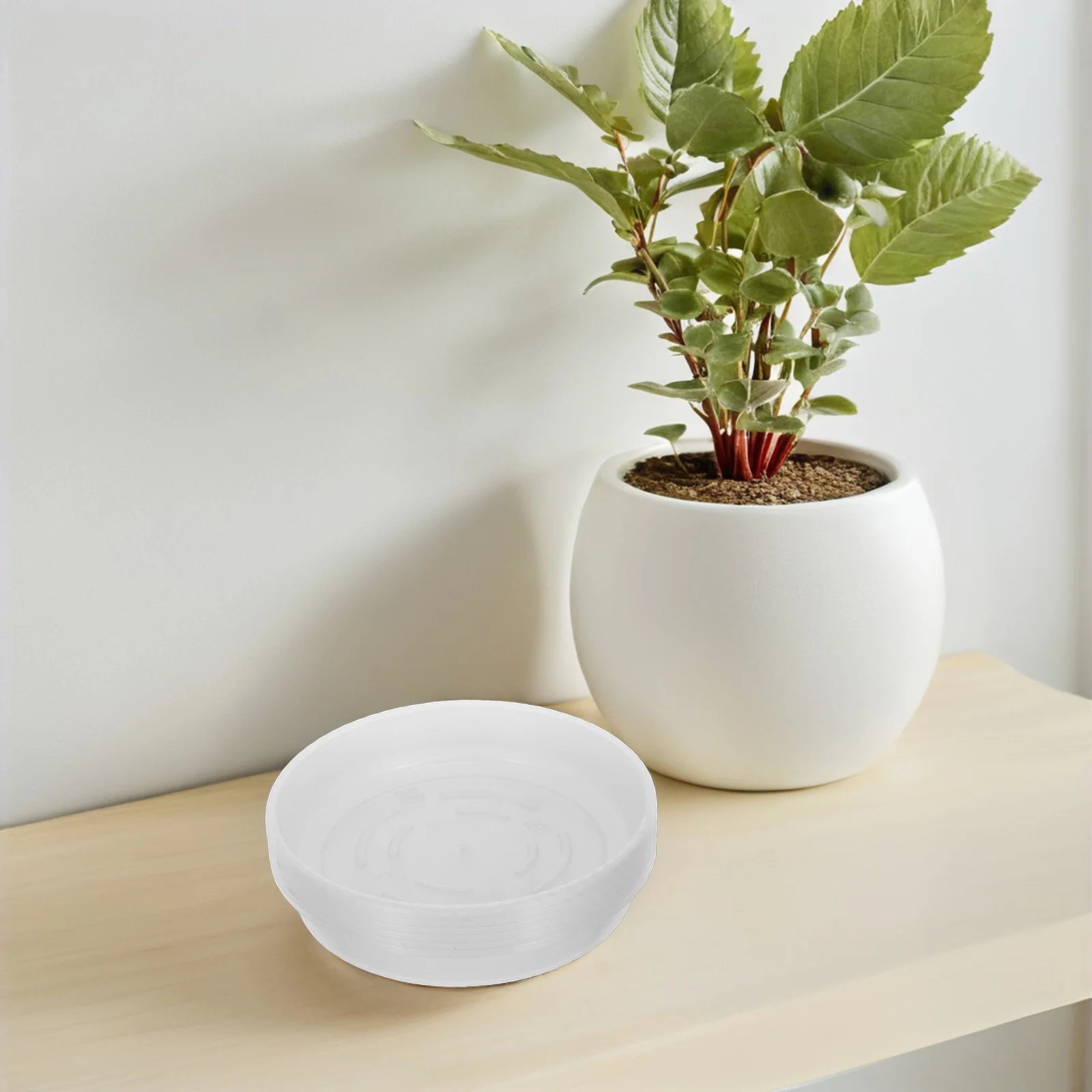 

6Pcs Transparent Plastic Plant Saucers Round Water Tray Drip Catcher Plate for Indoor Flower Pots Garden Planters