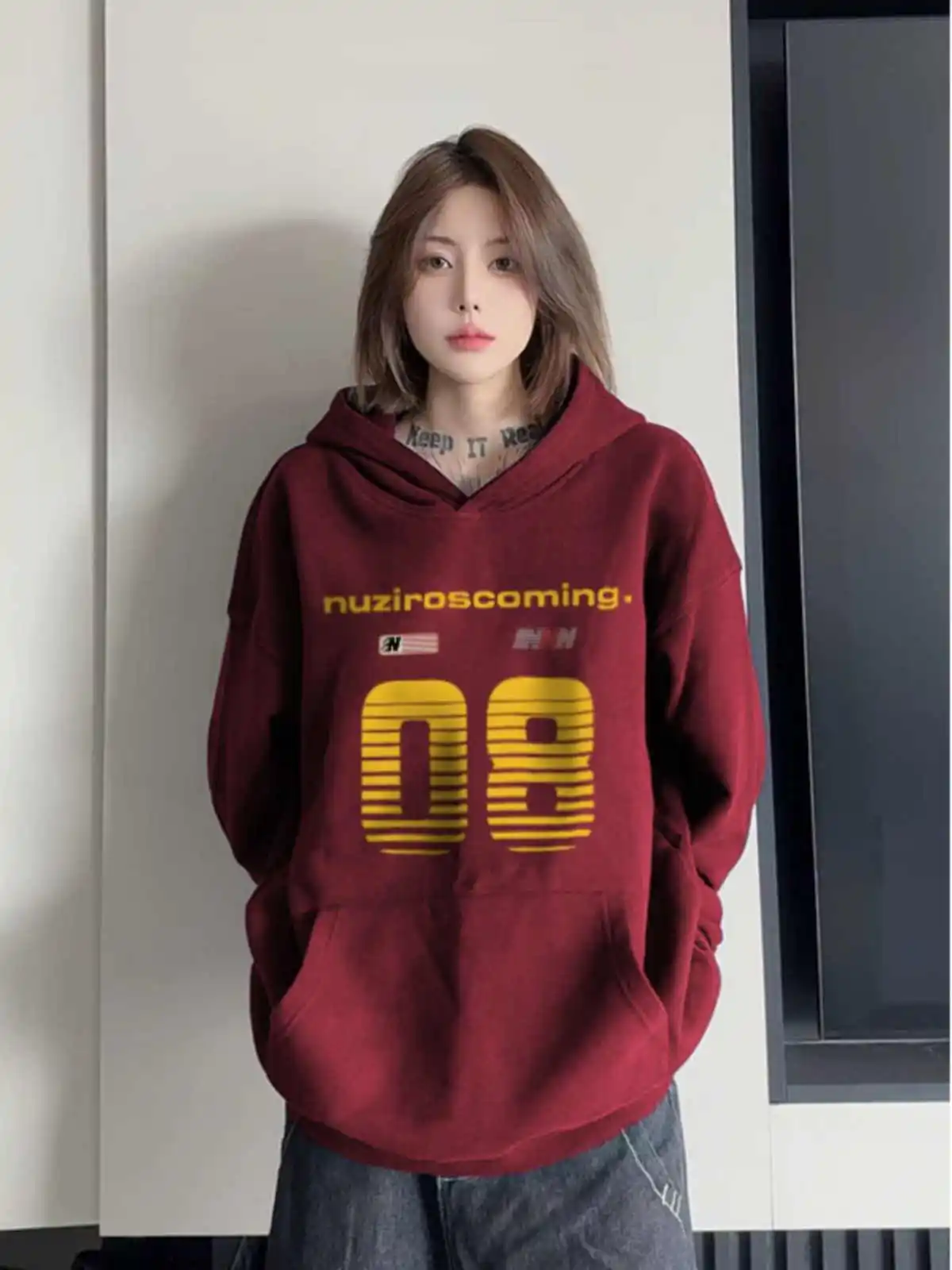 

2024 autumn and winter new niche tide brand printed hoodie sweater tide brand sweater loose casual pure cotton hoodie sweater