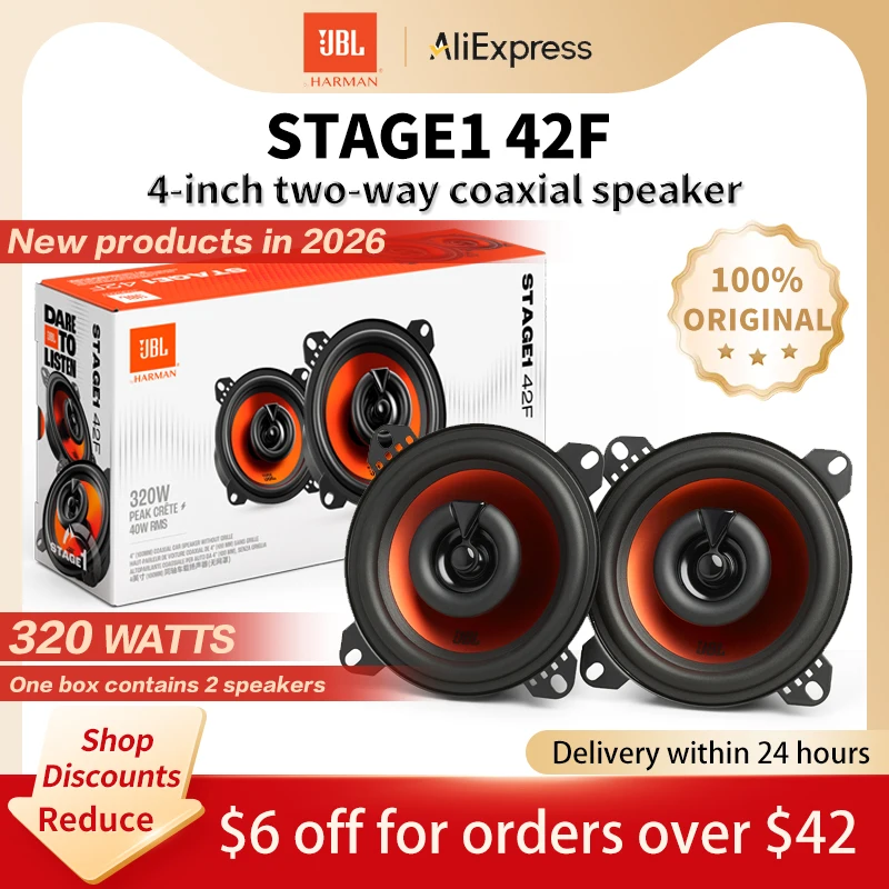 Alto-falante de áudio para carro JBL, alto-falantes coaxiais de 4 polegadas, alto-falantes estéreo de 2 vias, subwoofer para carro, tweeter de frequência total e médio-range.