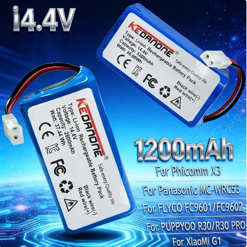 New14.4V 4000mAh Lithium Ion Battery,Suitable for Xiaomi Robot Vacuum Mop Essential G1 (SKV4136GL) (MJSTG1) Robot Vacuum Cleaner