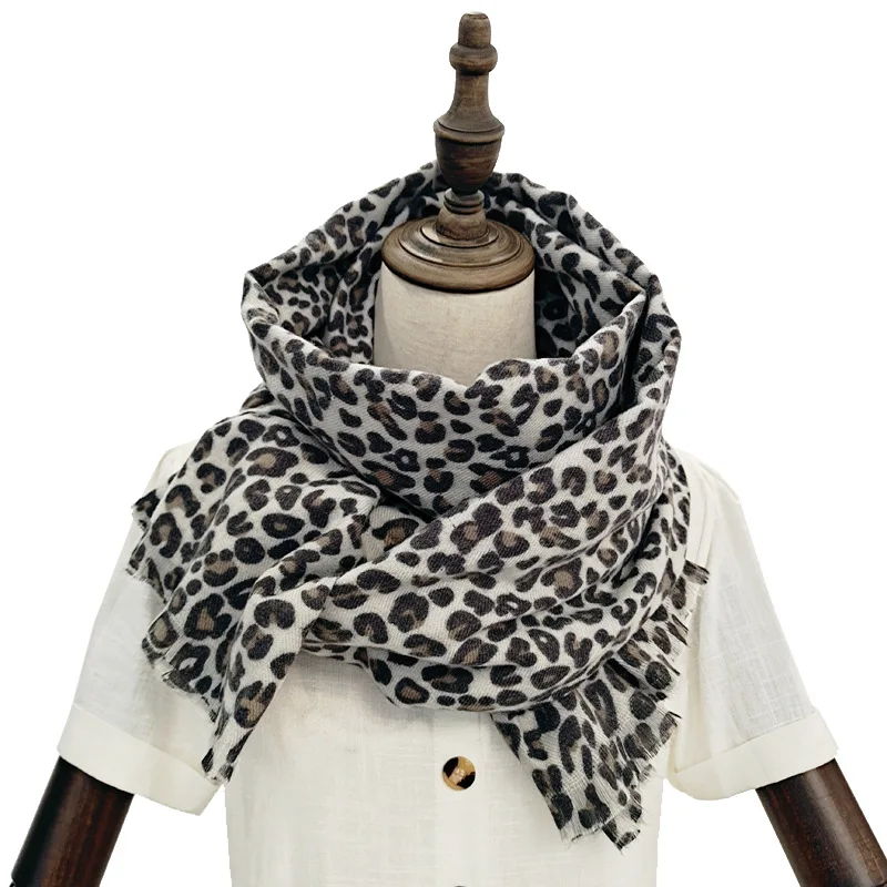 Lenço grosso de caxemira feminino, estampa leopardo, Tippet Pashmina, xale e envoltório, designer Bufanda Echarpe, cobertor, roubou, marca de luxo