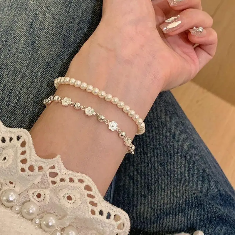 Silver Color Sweet Sparkling Zircon Heart Bracelet Girls Delicate Heart Chain