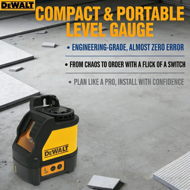 DEWALT DW088CG Professional Green Beam Laser Level: High-Precision 2-Lines Self-Leveling Cross Line Tool