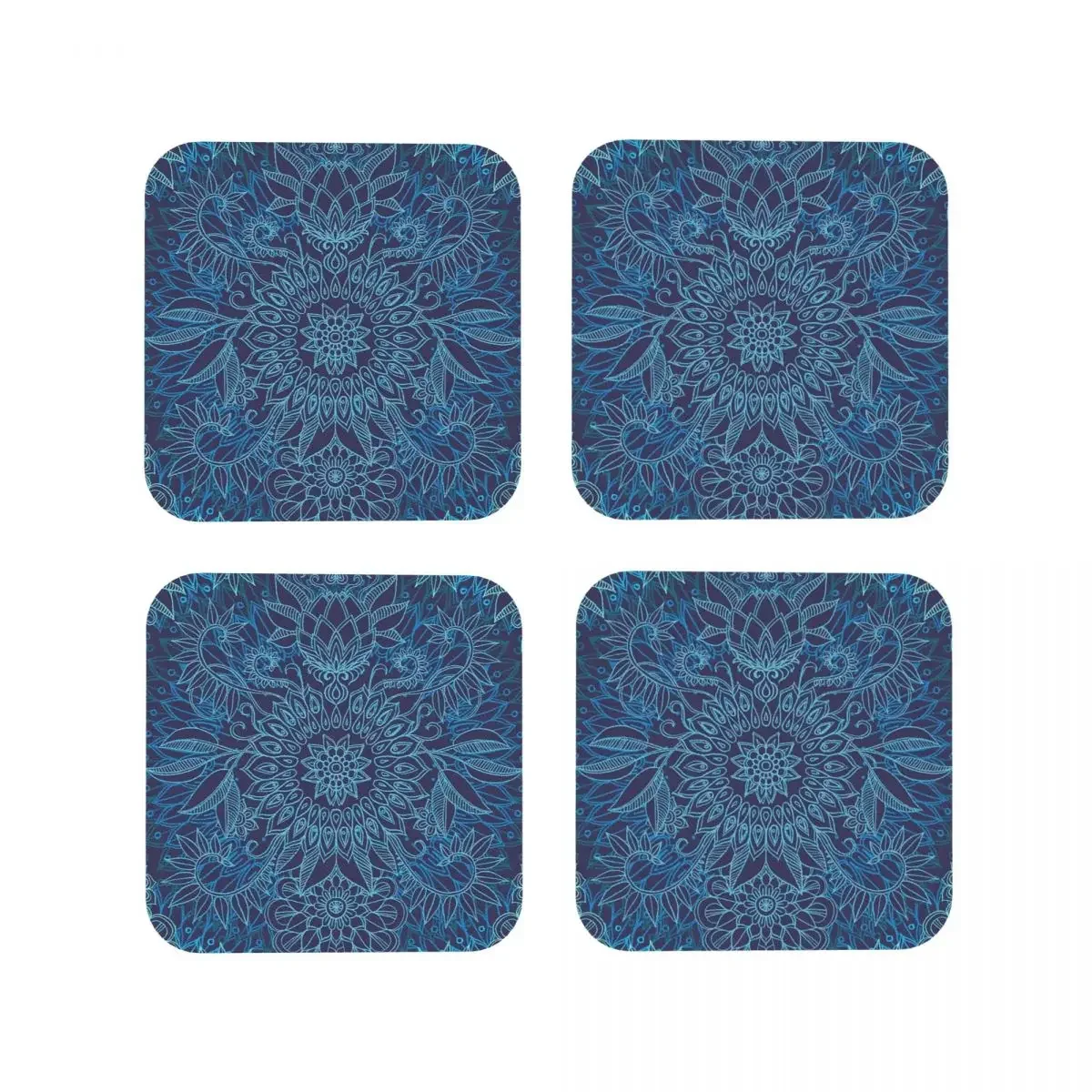 Aqua, Cobalt Blue & Purple Protea Coasters Coffee Mats Set of 4 Placemats Mug Tableware Decoration & Accessories Pads for Home