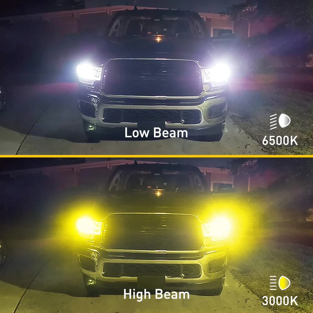 2Pcs 20000LM H4 LED Bulb Dual Color High  Beam Yellow Low Beam White Head Lights Car Motorcycle Headlight Auto Head Lamp