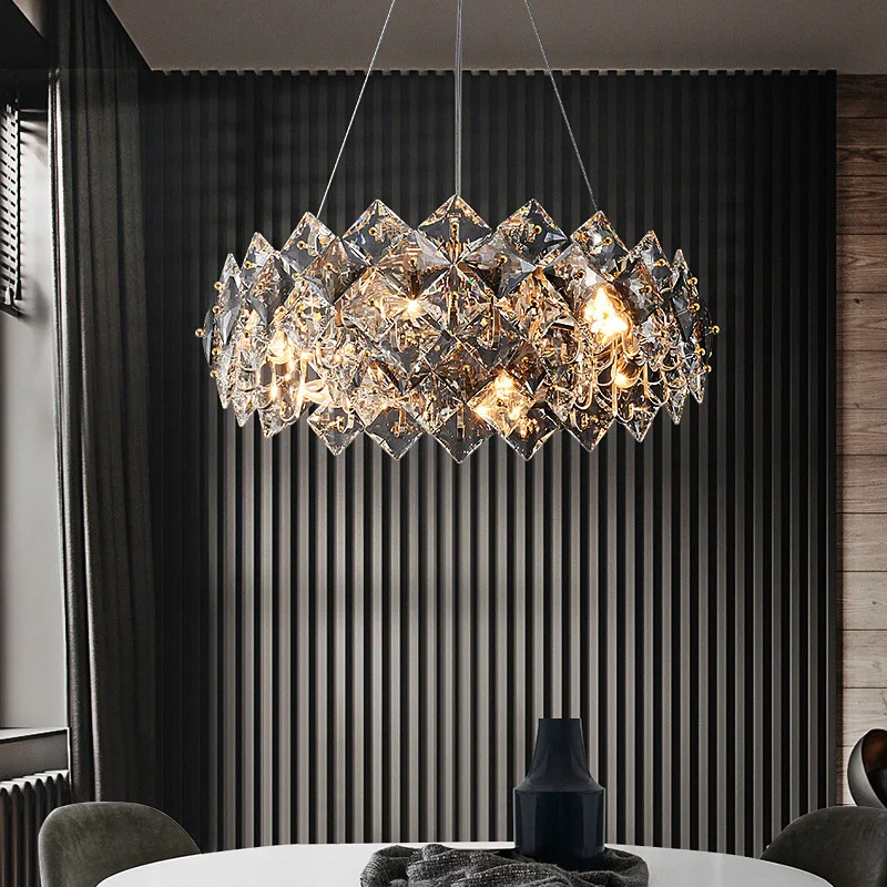 

Modern Black Round Crystal Chandelier,Luxury Home Ceiling Decoration,Suitable for Dining Room,Bedroom,Adjustable Suspension Wire