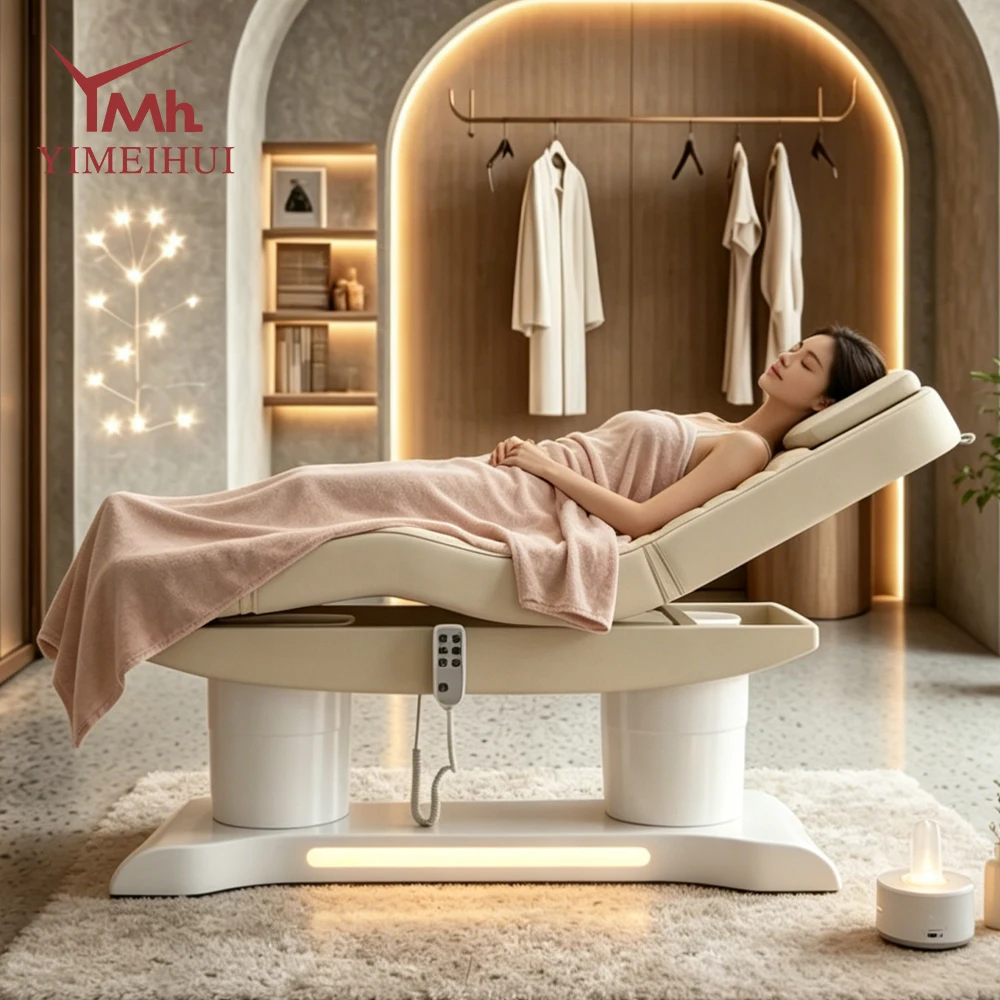 White Electric Adjustable Spa Bed Salon Beauty Massage Treatment Hospital Beds