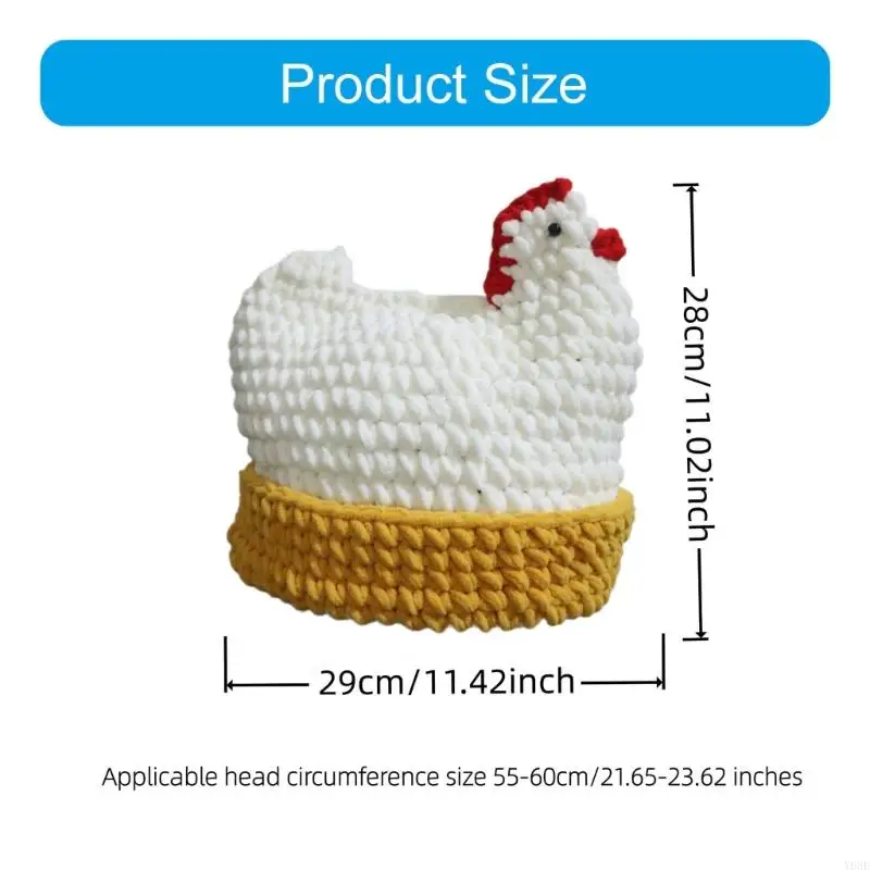3D Huhn Gestrickte Krempe Für Thanksgiving Party Festival Winter Cosplay Kopfbedeckungen Für Männer Frauen Kinder Kostüm – Detail 6