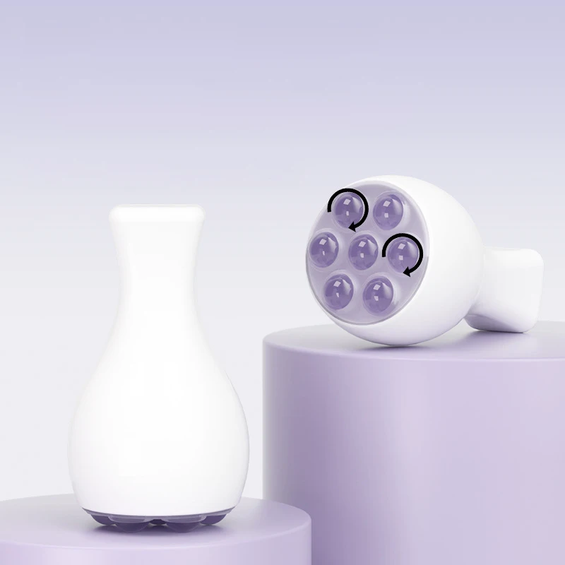 新しいパープルピンククリスタル翡翠フェイシャルローラーボールマッサージャー、フェイスリフト＆タイトニングビューティーデバイス、ネックマッサージボール、スキンケアツール