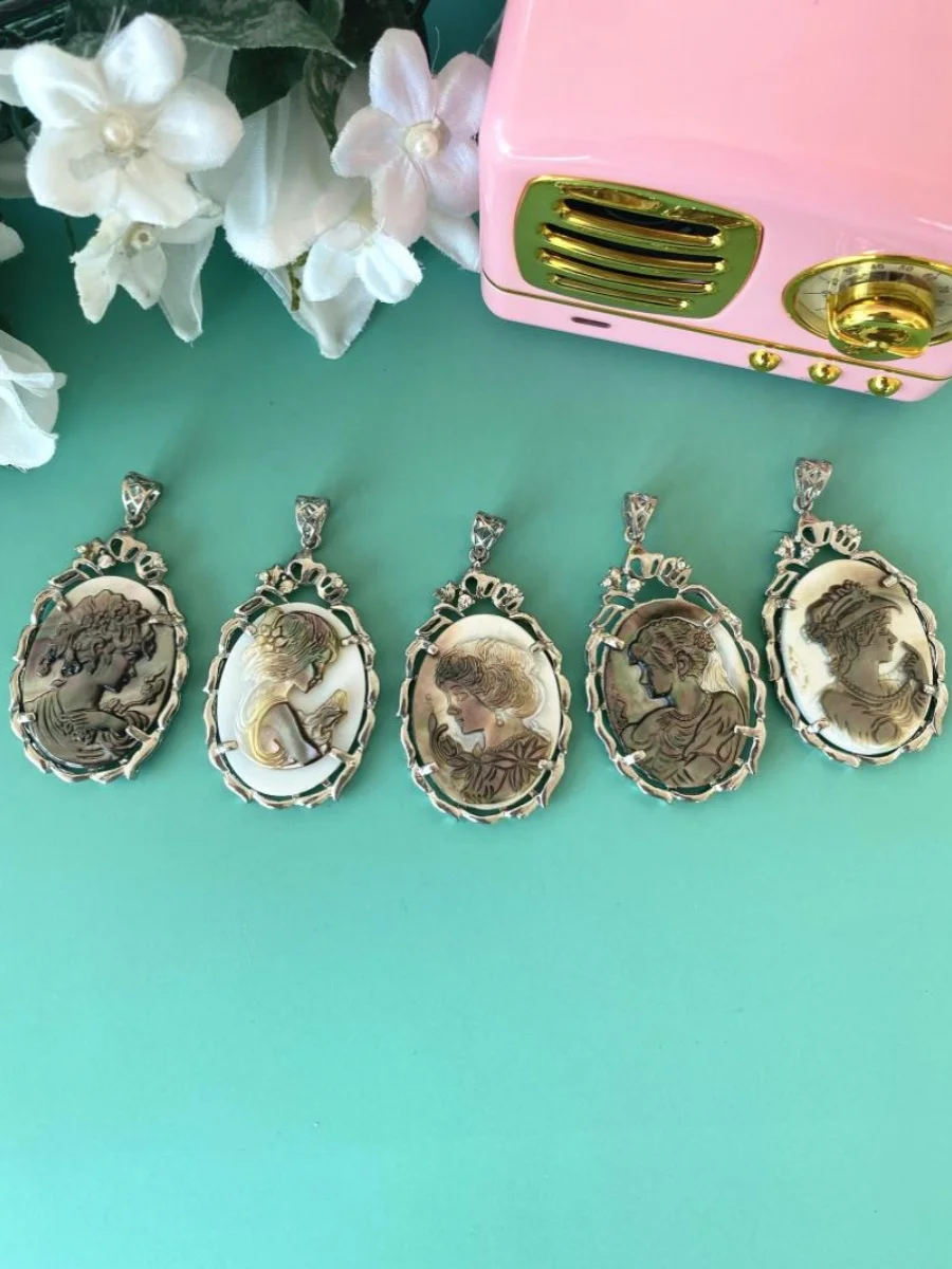 

Ретро-винтажные серьги-подвески с резным изображением головы из перламутра, ювелирные украшения для женщин, подвеска из жемчуга и перламутра