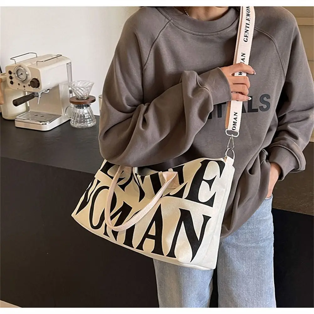 Handheld Crossbody Bags Personality Ultra-large Capacity Letter Painted Tote Bag Canvas Bags Gentlewoman