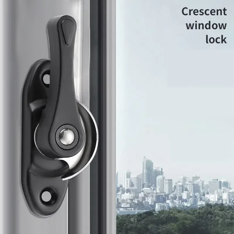 Stainless Steel Crescent Universal Lock with Hook Door and Window Hook Lock Children's Safety Window Lock Sliding Door Buckle