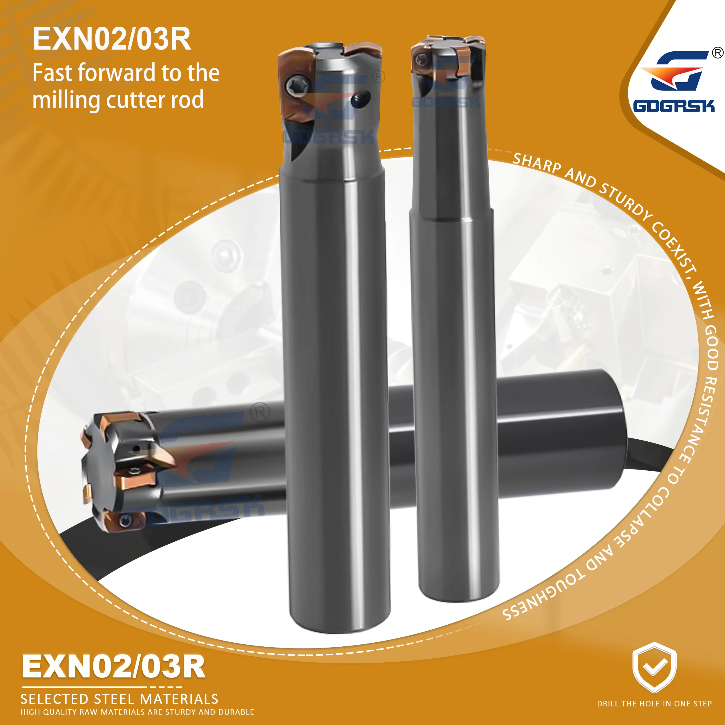 

EXN02R/03R Small Diameter Fast Feed High Efficiency Rough Milling Cutter Rod LNMU0202 LNMU0303 Two-sided Carbide Milling Insert