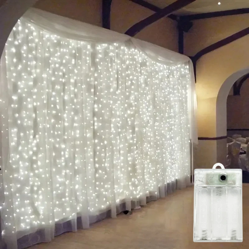 

Светодиодная гирлянда-штора для декора свадеб, дней рождений, вечеринок, на батарейках, для украшения дома, на День святого Валентина, Ид Мубарак