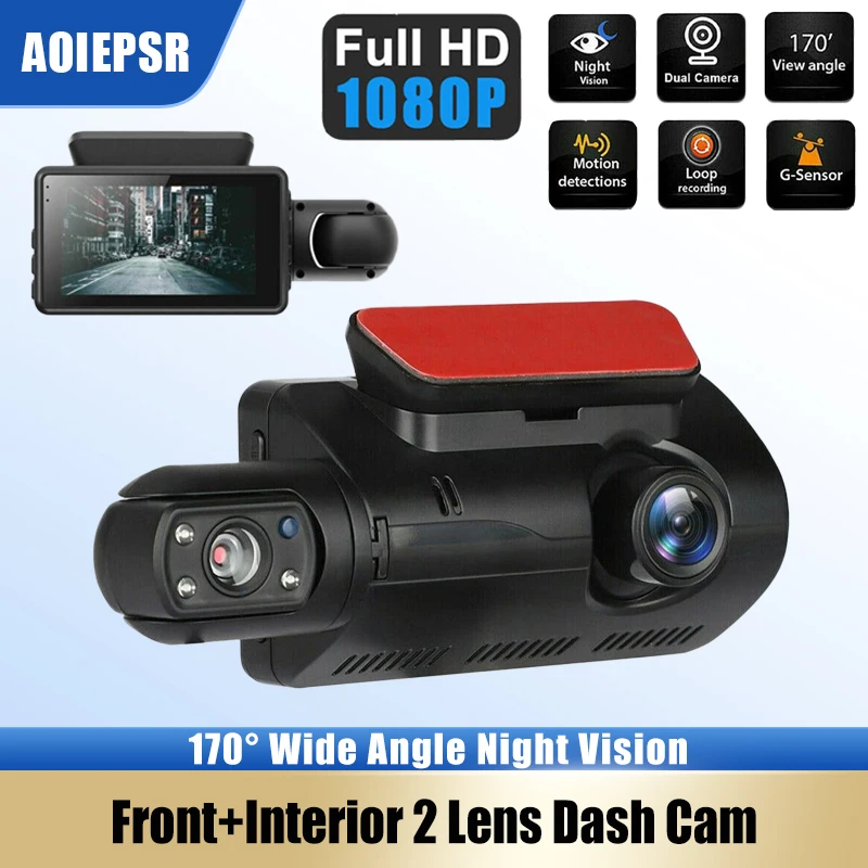 

Dual Lens 2 Channel Dash Cam for Car Camera Video Recorder Dashcam DVRs Black Box HD inside Front Camera Wide Angle Night Vision