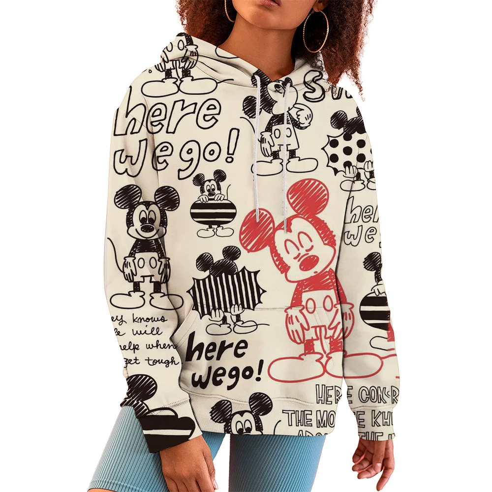 

Disney Women Hoodies and Sweatshirts Mickey Mouse Fall Spring Sweatshirts Fall Spring Harajuku Long Sleeve Hoodie Clothes