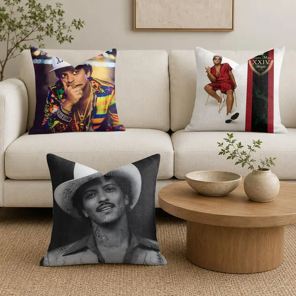 B-Bruno M-Mars Cushion Cover Plush Fabric Soft Double-Sided Printed Sofa Warm Winter Home Gift Pillow Cover
