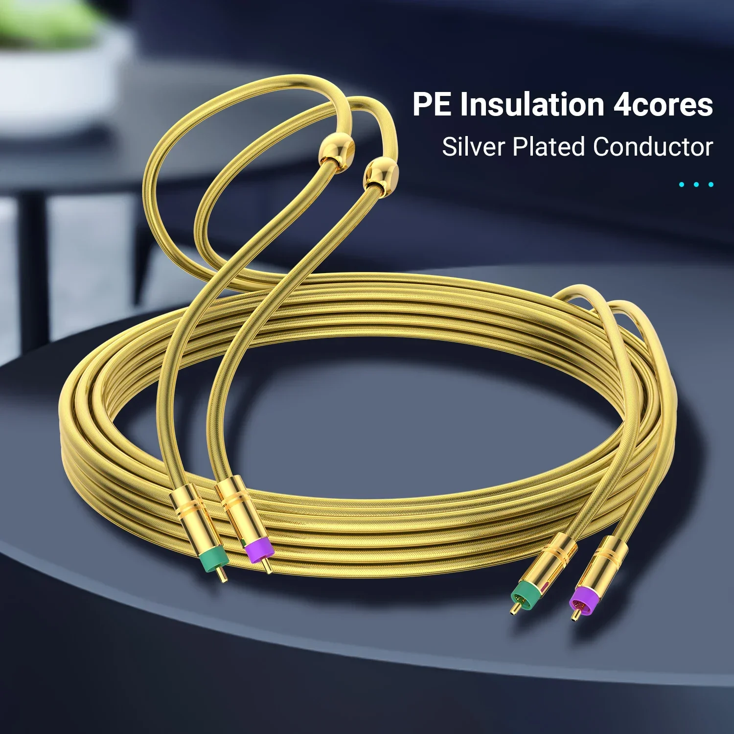 Par Audiocrast A71 cabo RCA estéreo banhado a prata de alto desempenho Premium Hi-Fi Audio 2rca para 2rca Interconenect