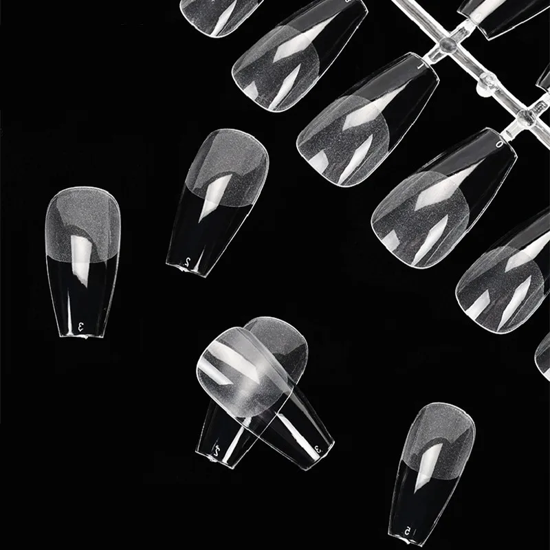 120pcs Press on Nail Extension Tips Full Cover Round Square Ultra-thin Traceless Nail Art French Fake Clear Coffin Gel Manicure