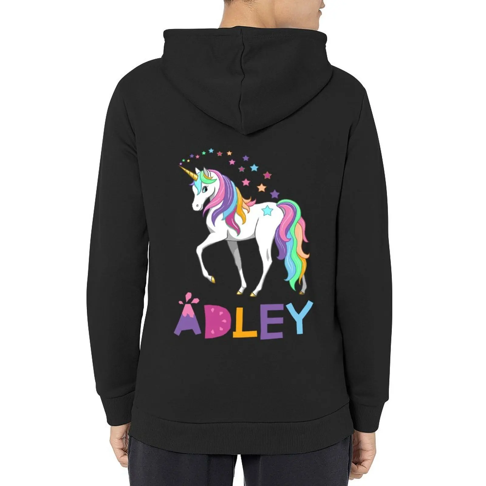

kawai girl a for adley unicorns cartoon funny for kids Sticker Hoodie men's sweat-shirt set men wear hoodie