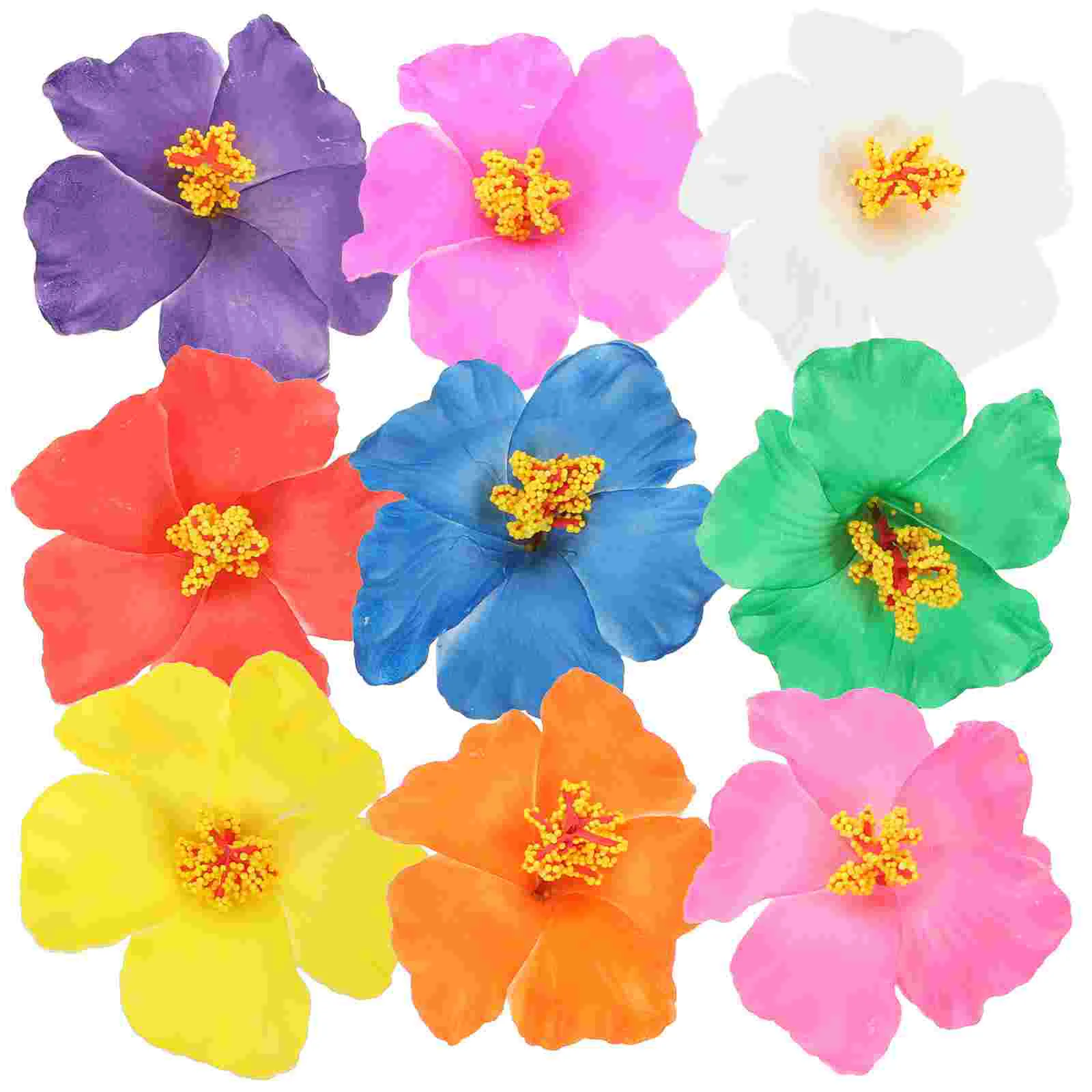 9 Pcs Accessories Women's Bikini Decor Plastic Plumeria Flower Hair Clips for Fashion