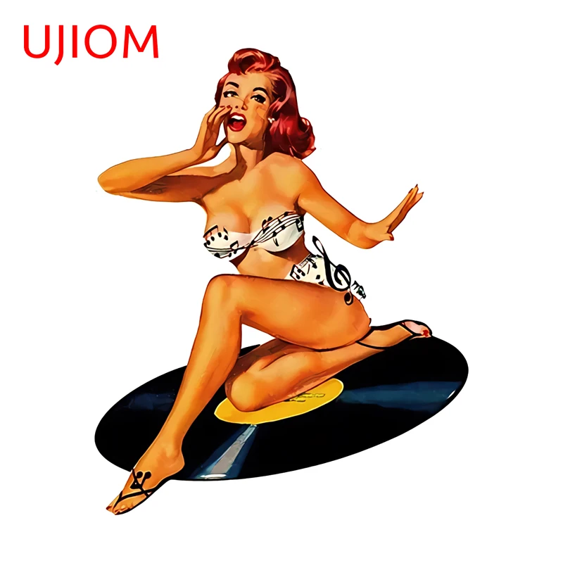UJIOM Sexy Pin Up Girl Wall Sticker Bikini Sitting Posture Lively Graffiti Decal Creative Personality Amusing Wallpapers