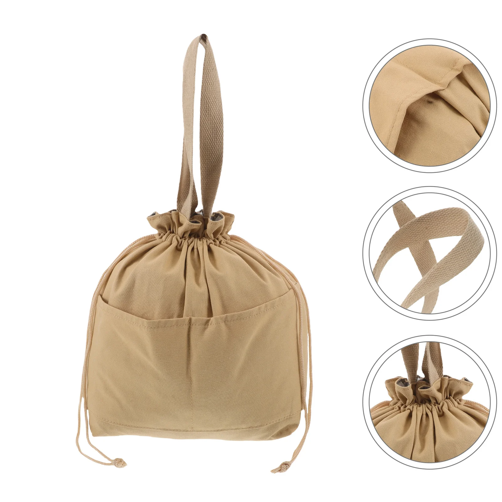 

Portable Thermal Handbag Japanese Style Insulated Canvas Lunch Bag Reusable Drawstring Design for Home Office Picnic School Meal