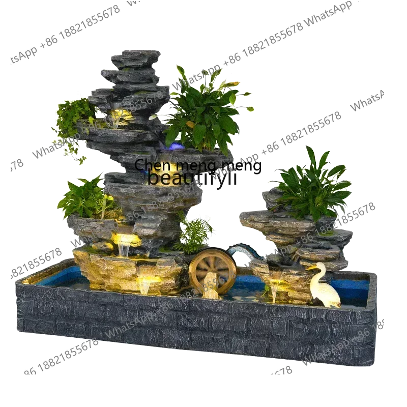 ss cn8350 ss 8350 Corridor Garden Courtyard Artificial Mountain and Fountain Fish Pond Landscape Waterscape Fortune Fengshui Whe